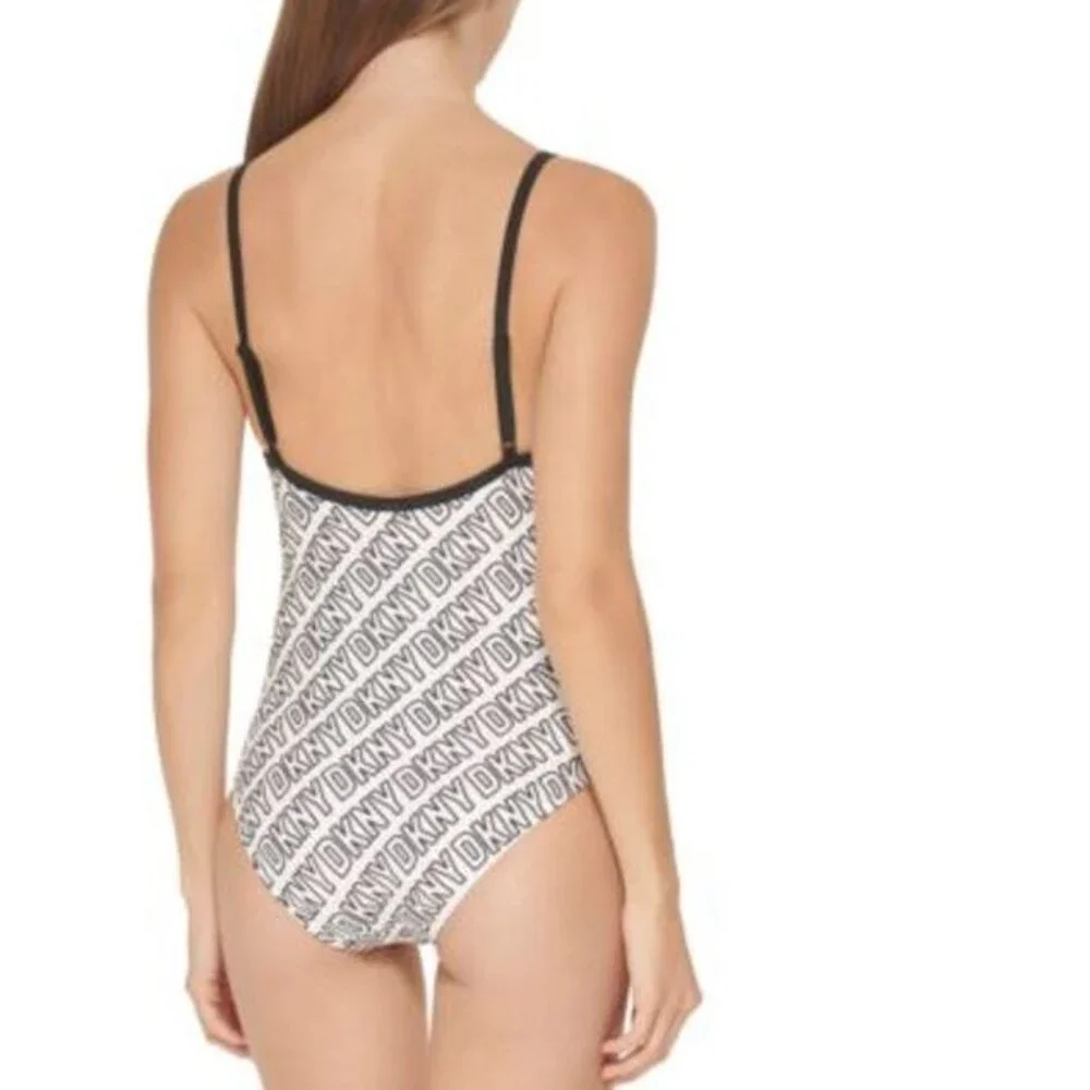 Dkny Women's Logo-Print One-Piece Swimsuit Size M  18231 - Picture 4 of 4
